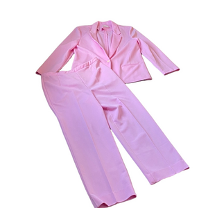 Devon Vintage Baby Pink Suit Set Blazer Pants Tailored Career Formal SIZE 16/14
